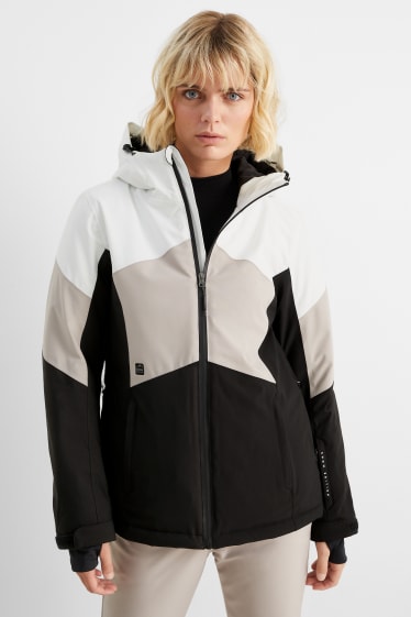 Femmes - Veste de ski à capuche - blanc / noir