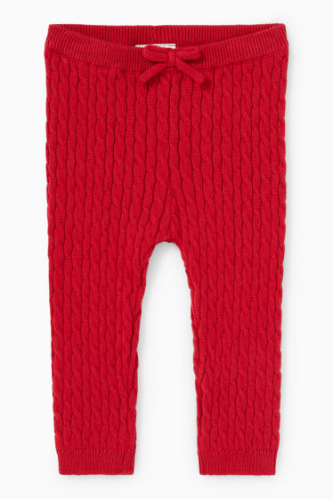 Baby: meisjes - Gebreide babybroek - kabelpatroon - donkerrood