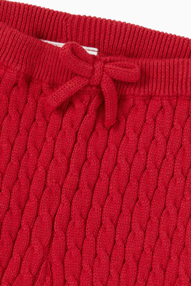 Baby: meisjes - Gebreide babybroek - kabelpatroon - donkerrood