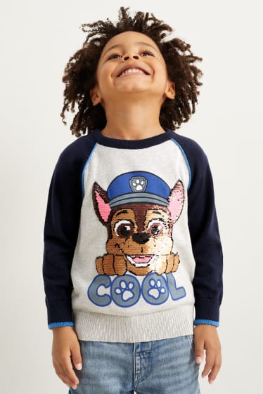 Kinder - PAW Patrol - Pullover - Glanz-Effekt - hellgrau-melange