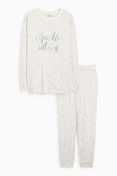 Femmes - Pyjama d'hiver - à motif - blanc crème