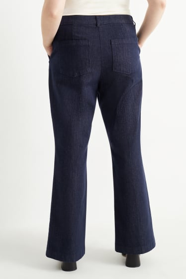 Women - Flared jeans - high waist - denim-dark blue