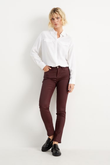 Dona - Slim jeans - mid waist - vermell fosc