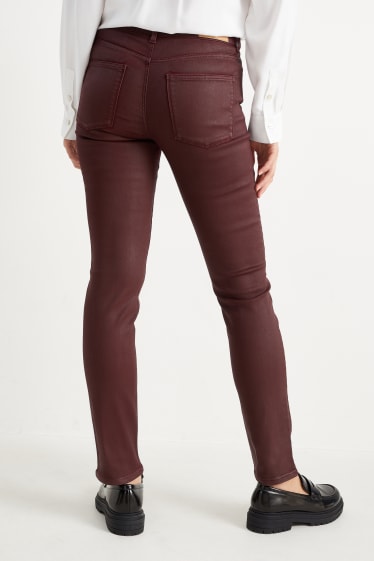 Donna - Slim jeans - vita media - rosso scuro