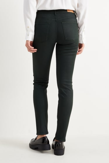 Donna - Slim jeans - vita media - verde scuro