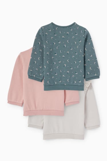Baby Mädchen - Multipack 5er - Vögelchen und Blümchen - Baby-Sweatshirt - beige