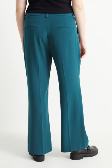 Femmes - Pantalon de toile - mid waist - straight fit - turquoise foncé