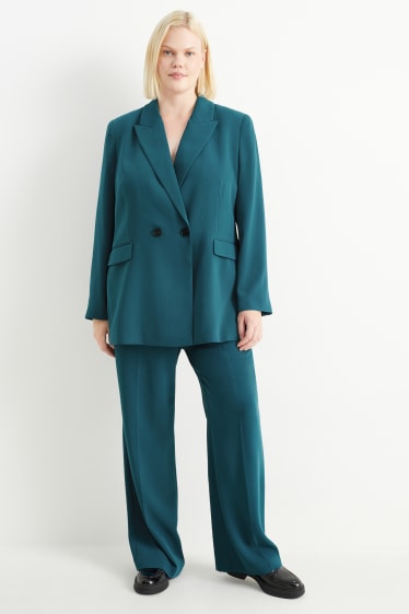 Dames - Pantalon - mid waist - straight fit - donkerturquoise