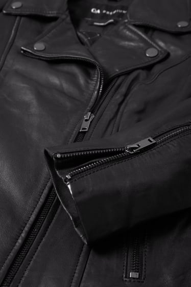 Damen - Lederjacke - schwarz