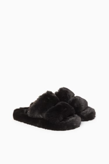 Teens & young adults - CLOCKHOUSE - faux fur slippers - black