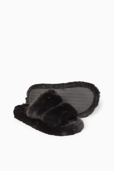 Teens & young adults - CLOCKHOUSE - faux fur slippers - black