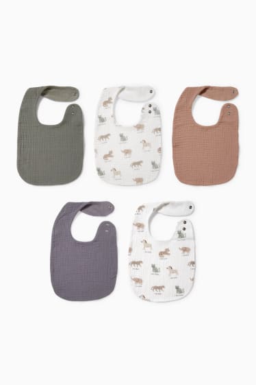 Unisex - Multipack 5er - Baby-Lätzchen - grau