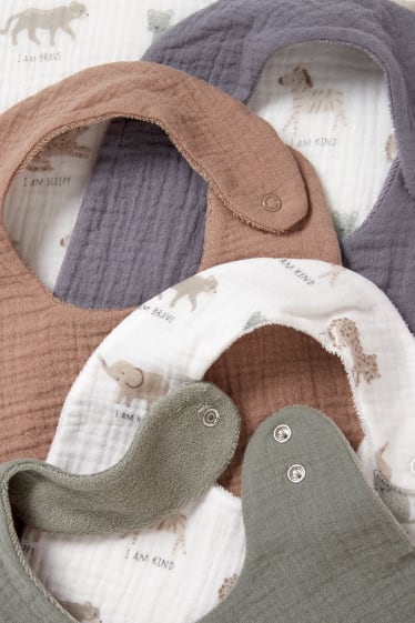 Unisex - Multipack 5er - Baby-Lätzchen - grau