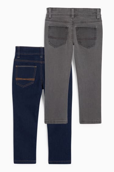 Dzieci - Wielopak, 2 pary - slim jeans - dżins-ciemnoniebieski