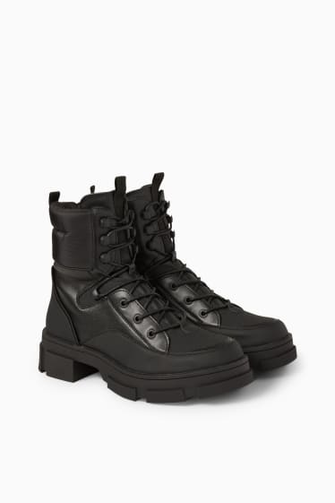 Damen - Boots - Lederimitat - schwarz