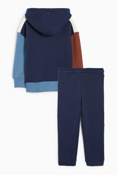 Niños - Conjunto - sudadera con capucha y pantalón de deporte - 2 piezas - azul oscuro