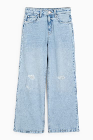 Dětské - Wide leg jeans - džíny - světle modré