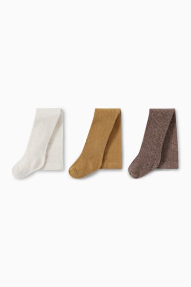 Bébés - Lot de 3 - collants pour bébé - jaune moutarde