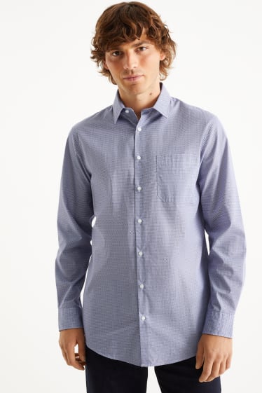 Hommes - Pull en maille fine et chemise - regular fit - col kent - violet
