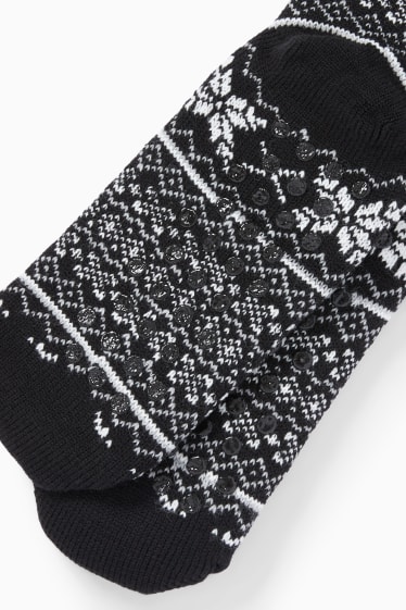 Unisex - Calzini natalizi antiscivolo - fiocchi di neve - nero