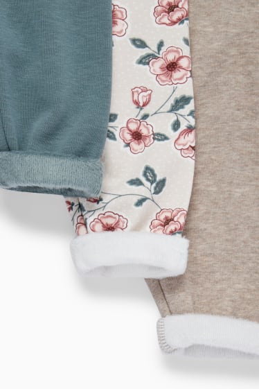 Bébés - Lot de 3 - petites fleurs - leggings chauds pour bébé - beige clair