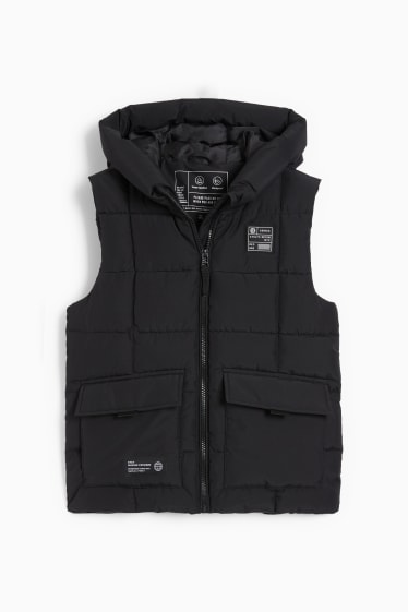 Bambini - Gilet trapuntato con cappuccio - idrorepellente - nero