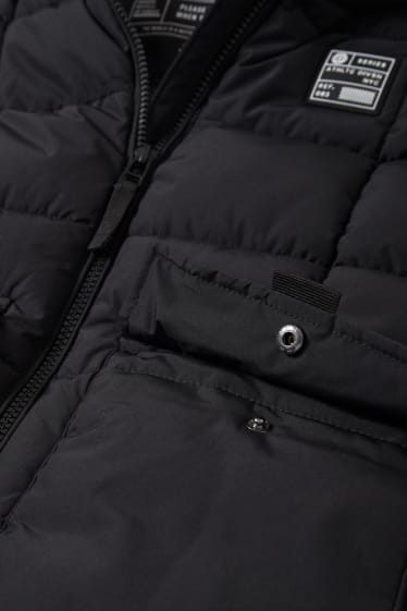 Bambini - Gilet trapuntato con cappuccio - idrorepellente - nero