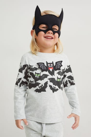 Niños - Conjunto - camiseta de manga larga y antifaz de murciélago - 2 piezas - gris claro jaspeado