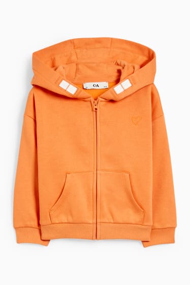 Kinder Mädchen - Sweatjacke mit Kapuze - orange