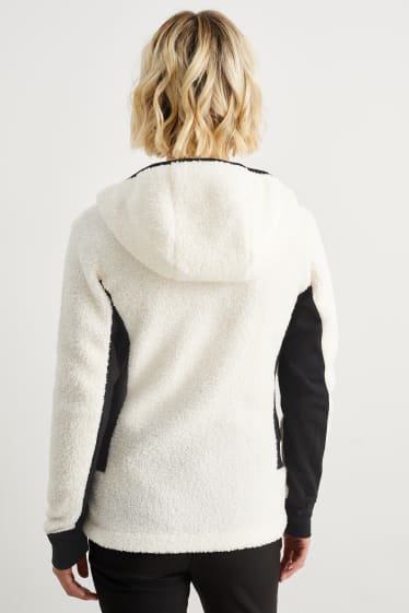 Femmes - Sweat à capuche zippé en peluche - blanc crème