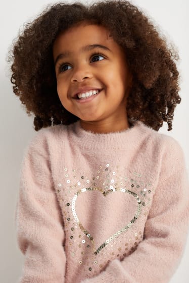 Kinder Mädchen - Pullover - Glanz-Effekt - rosa