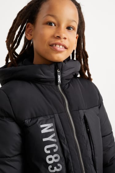 Niños - Chaqueta acolchada con capucha - negro