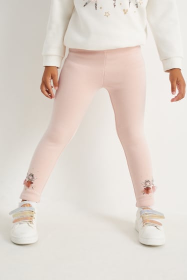 Niños - Pack de 2 - leggings térmicos - con brillos - negro / rosa