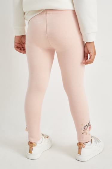 Kinderen: meisjes - Set van 2 - thermolegging - glanseffect - zwart / roze