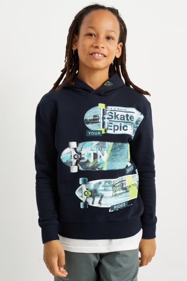 Enfants garçons - Skateboard - sweat à capuche - bleu foncé