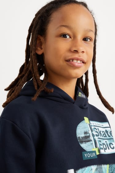 Enfants garçons - Skateboard - sweat à capuche - bleu foncé