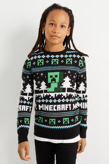 Kinderen: jongens - Minecraft - trui voor de kerst - zwart