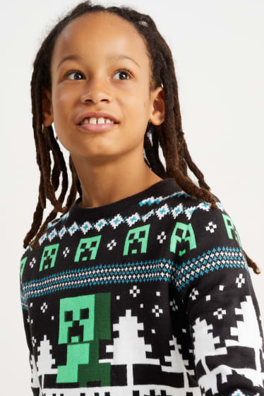 Kinderen: jongens - Minecraft - trui voor de kerst - zwart