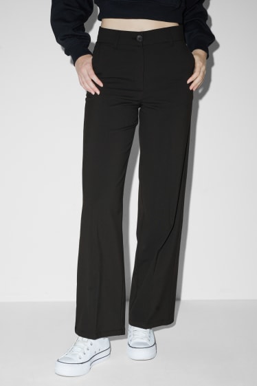 Women - CLOCKHOUSE - cloth trousers - mid-rise waist - straight fit - black