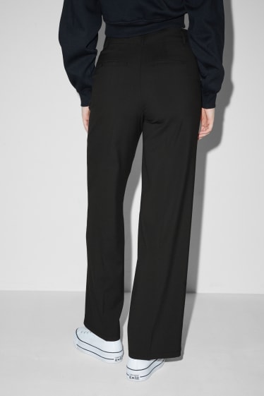 Femmes - CLOCKHOUSE - pantalon en toile - mid waist - straight fit - noir