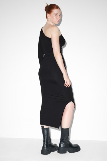 Damen - One-Shoulder-Kleid - schwarz