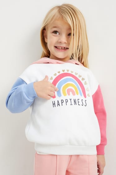 Kinder Mädchen - Regenbogen - Set - Hoodie und Jogginghose - 2 teilig - weiß