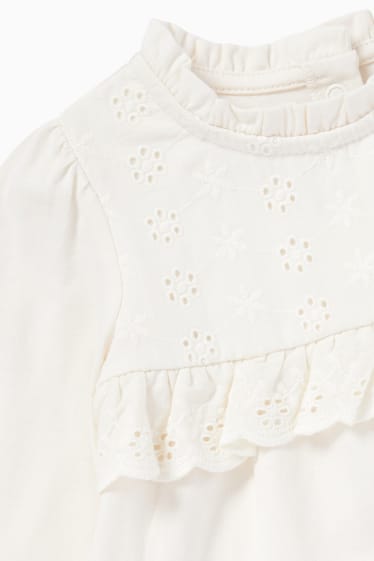 Bebeluși - Tricou cu mânecă lungă bebeluși - alb-crem