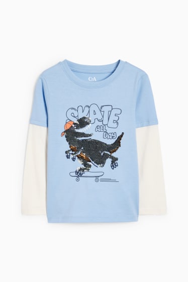 Kinder Jungen - Dino - Kurzarmshirt - Glanz-Effekt - hellblau