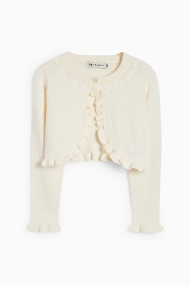 Kinder Mädchen - Strick-Bolero - cremeweiss