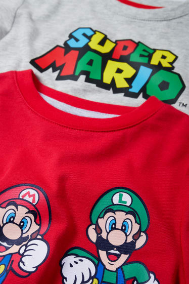 Kinder - Multipack 2er - Super Mario - Langarmshirt - rot / grau