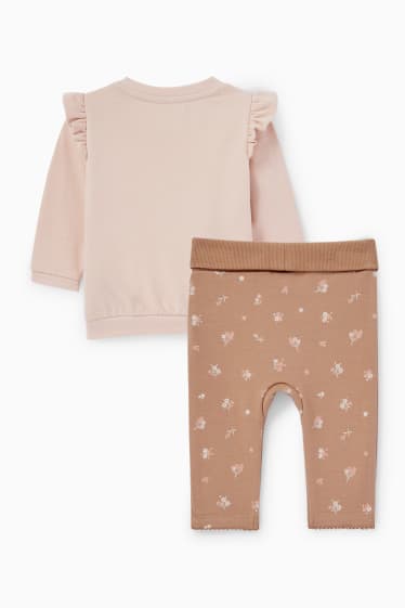 Baby: meisjes - Minnie Mouse - baby-outfit - 2-delig - beige / bruin