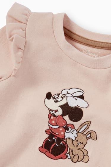 Baby: meisjes - Minnie Mouse - baby-outfit - 2-delig - beige / bruin