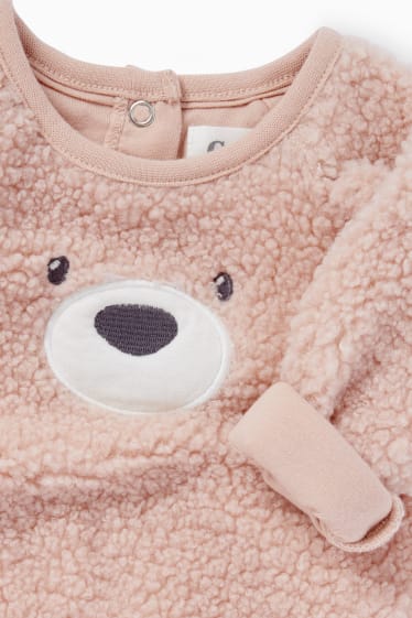 Babies - Teddy bear - baby thermal outfit - 2 piece - rose