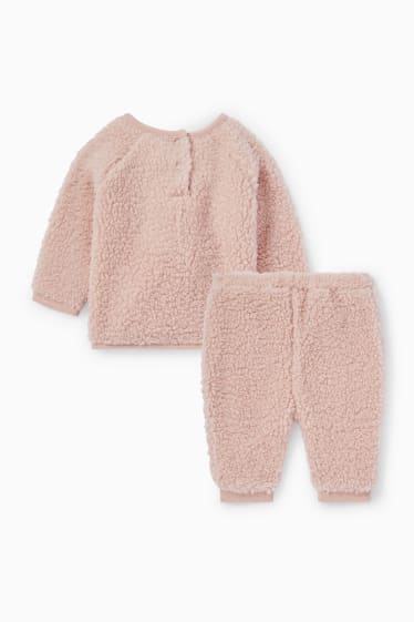 Babys - Beertje - thermo-outfit voor babies - 2-delig - roze